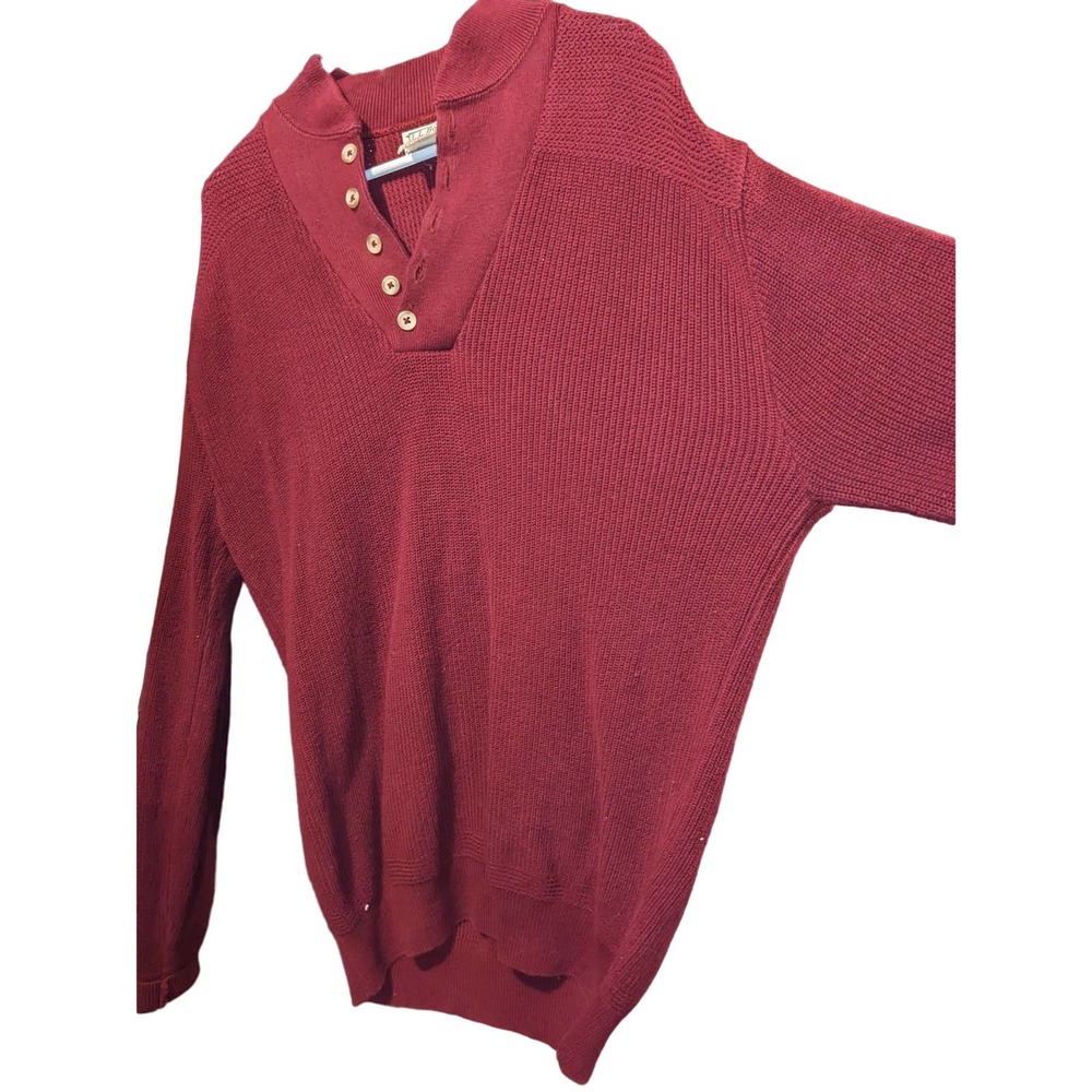 Vintage ribbed LL bean sweater v neck button, size- large long great condition